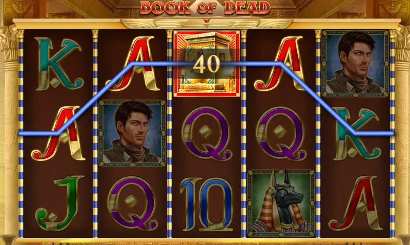 Book of Dead payline highlight showing a paid win across reels